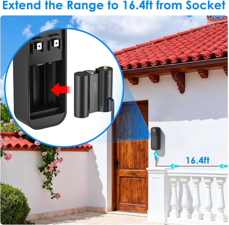 delilyn Power Cable with Adapter for Blink Video Doorbell-2nd Gen (2025 Release), Doorbell Transformer with 16.4ft/5m Weatherproof Charging Cord for Blink Video Doorbell, Replace Battery - Image 3